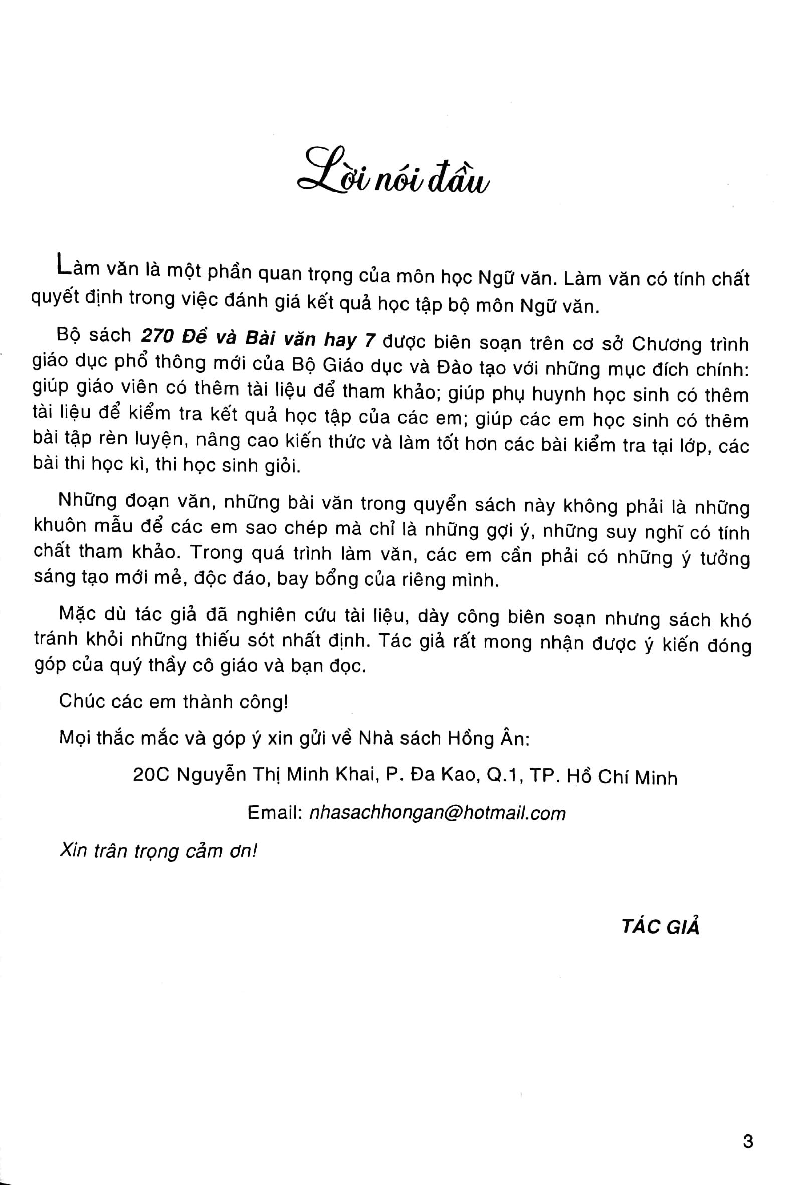 270 Đề Và Bài Văn Hay Lớp 7