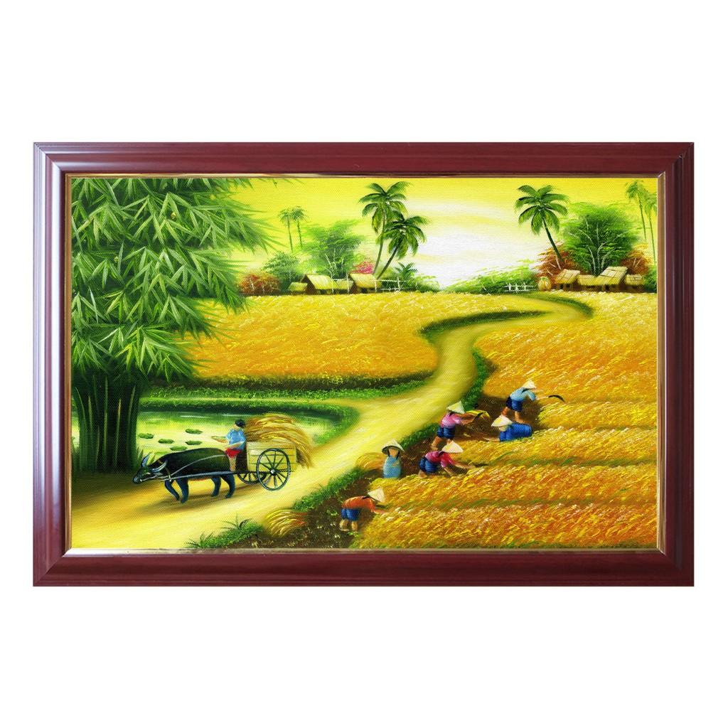 4. Tranh đồng quê treo tường, tranh phong cảnh cánh đồng lúa TDQ-32