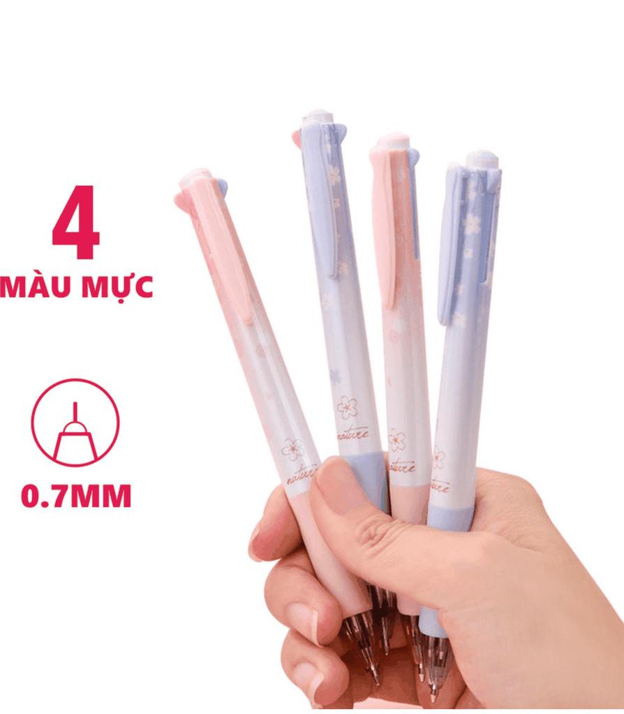 Bút Bi 4 Ngòi 4 Màu 0.7 mm - Deli S311 - Thân Bút Hồng