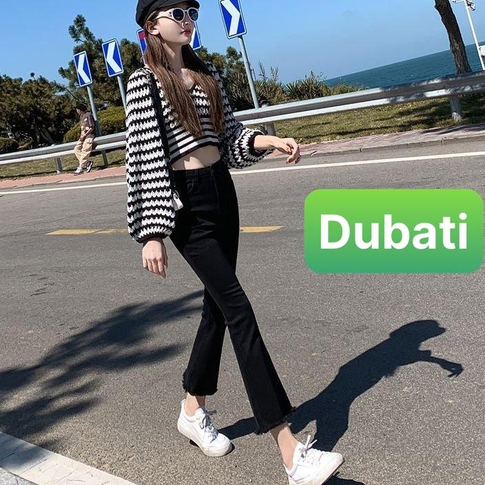 QUẦN JEAN NỮ ỐNG LOE CHẤT BÒ ĐEN SIÊU CO GIÃN NÂNG MÔNG LƯNG CAO SANG CHẢNH- DB 222- DUBATI FASHION