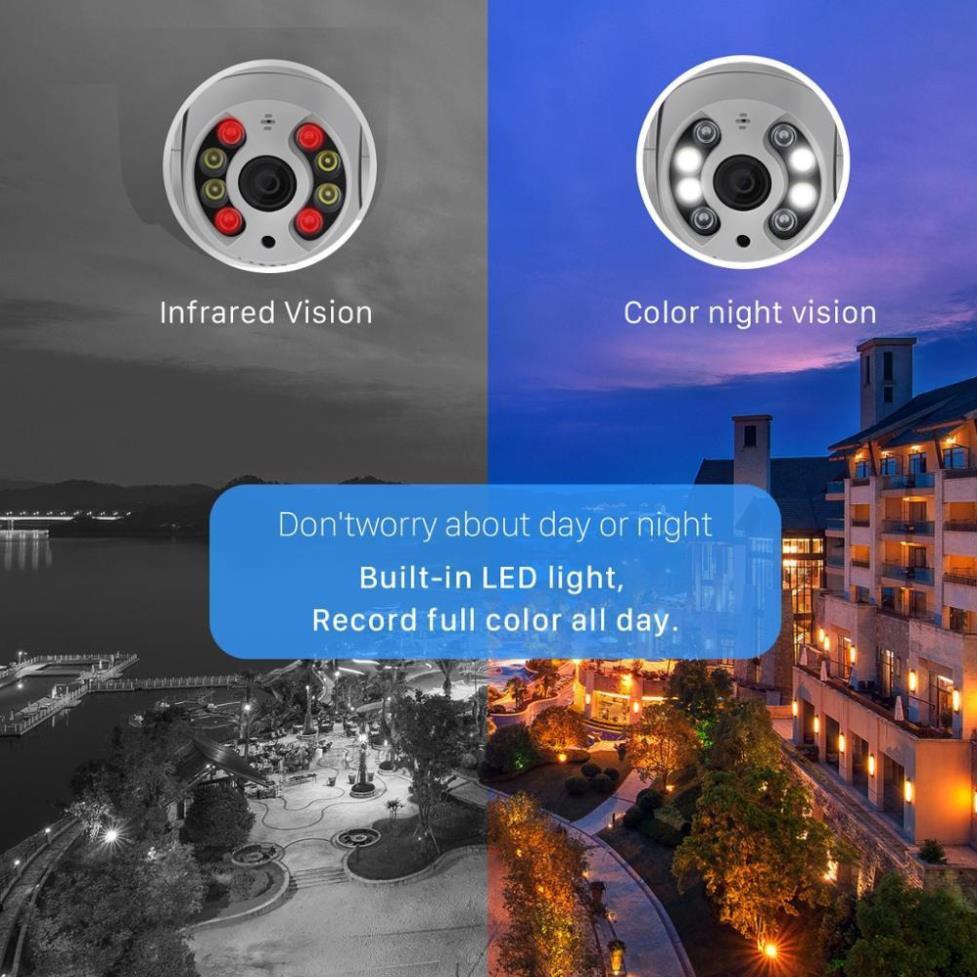 Camera wifi ngoài trời FHD1080p, xoay 360 độ tích hợp báo động,tự theo dõi khi phát hiện chuyển động
