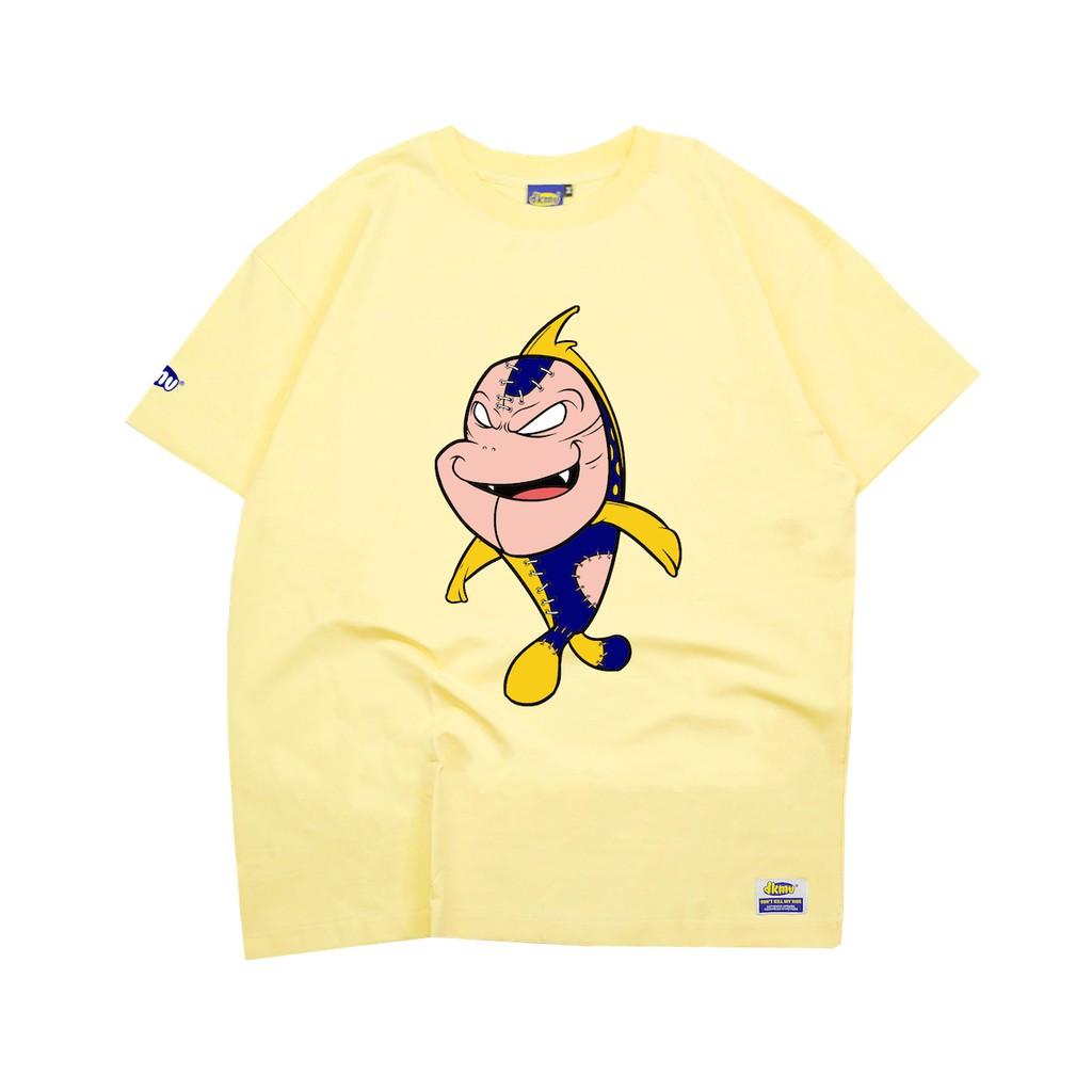 Áo thun nữ cotton màu vàng form rộng in hình tặng túi tote | DKMV Yellow Monster Tee