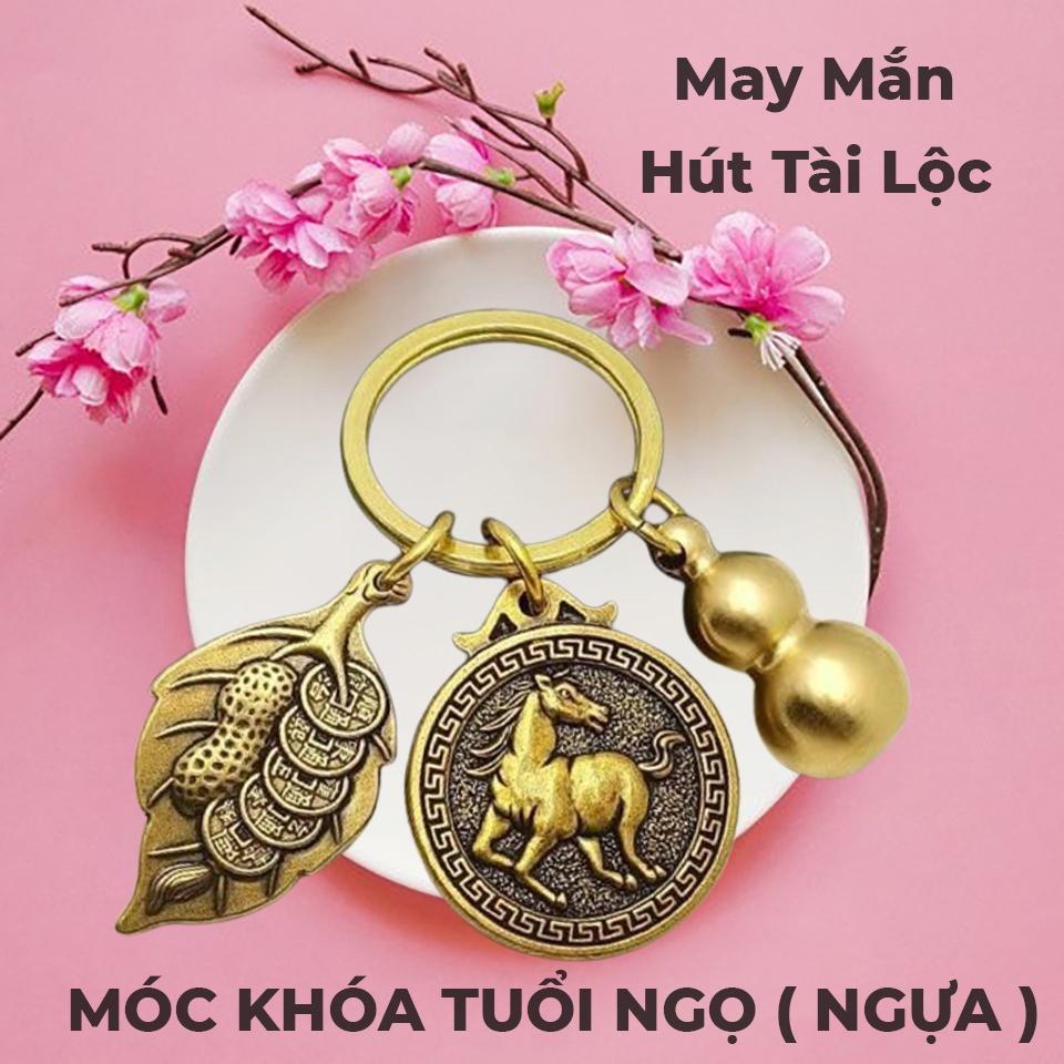 Móc Treo Chìa Khóa Phong Thủy 12 Con Giáp TUỔI NGỌ - CON NGỰA Bằng Đồng Thau - AnNhien