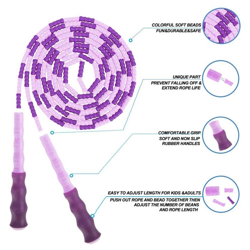 Dây Nhảy Cho Trẻ Em Người Lớn-Có Thể Điều Chỉnh Mềm Đính Hạt Dây Nhảy Tập Thể Dục, Giữ Cho Phù Hợp, Đào Tạo Huấn Luyện Tập Luyện