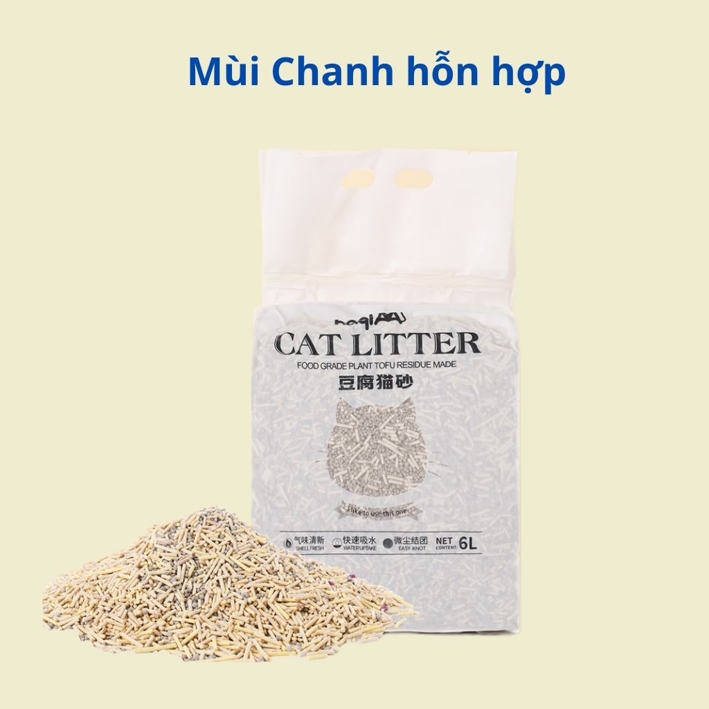 Cát đậu nành TOFU CAT LITTER 6L siêu vón cục, sạch sẽ cho chó mèo - Gói 2,3kg