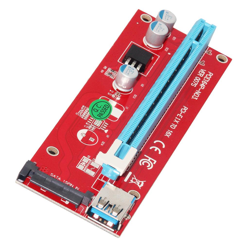 Bộ chuyển đổi PCI Express Cáp USB 3.0 15Pin cấp nguồn SATA chuyên nghiệp VER007S 0.6M PCI-E 1X đến 16X Riser Card Extender