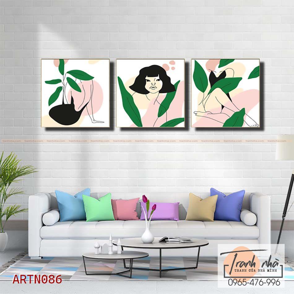 Bộ 3 tranh canvas Tối giản (Minimalism) - Cô gái - ARTN086