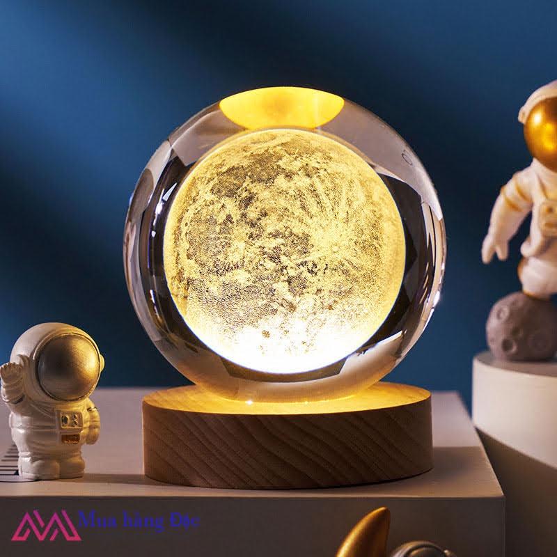 Bộ Quà Tặng Quả Cầu Pha Lê 3D larser LED tàu con thoi 6cm