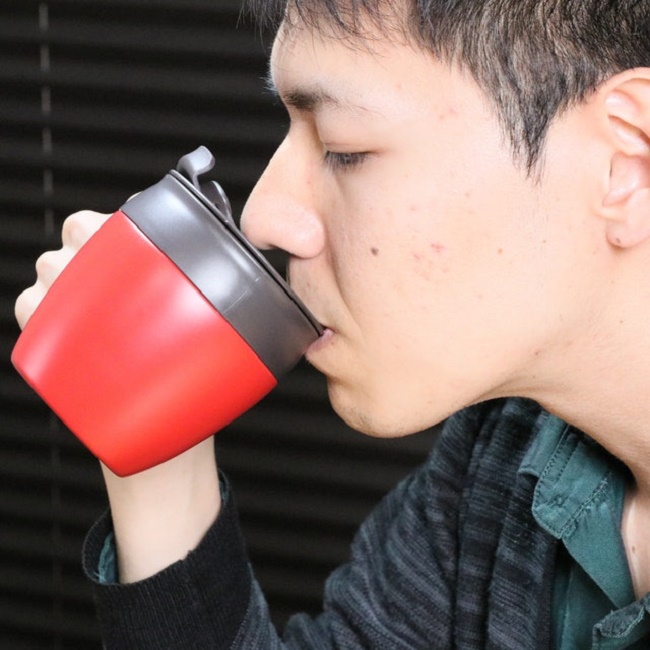 Ly cafe giữ nhiệt cao cấp thân bằng inox, nắp khóa trượt thông minh - Hàng nội địa Nhật Bản