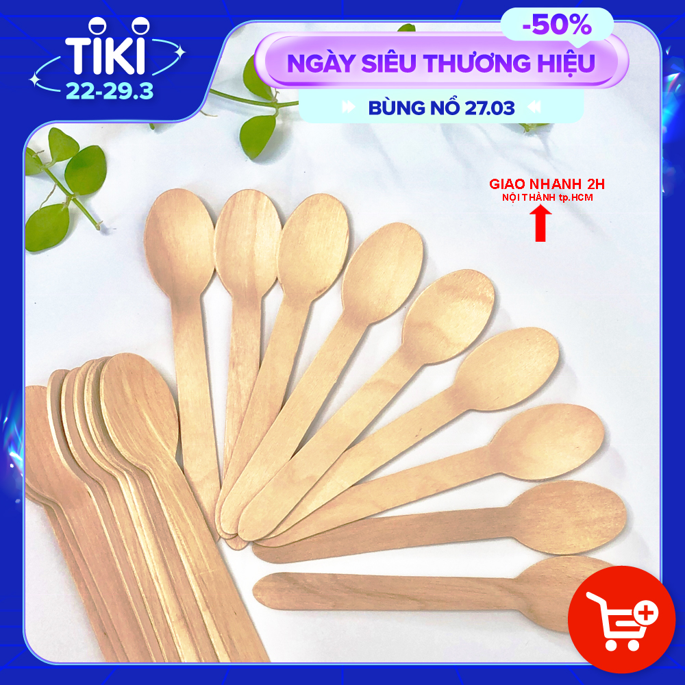 COMBO 20 Cái Muỗng (Thìa) Gỗ KETILO Tiện Dụng, Không Sử Dụng Hóa Chất Độc Hại, Dùng 1 Lần - CHÍNH HÃNG