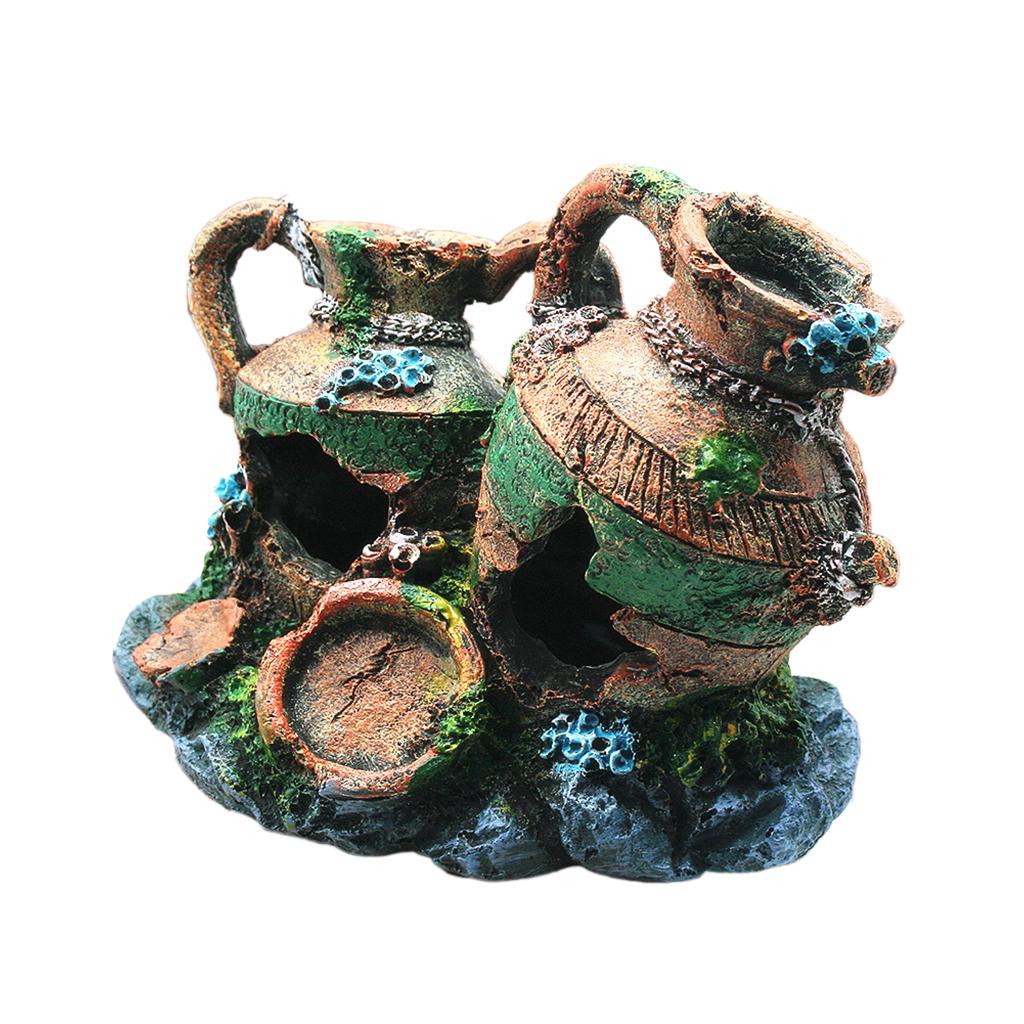 Artificial Aquarium Resin Bucket Ornament Fish Tank Simulation Marine Decor
