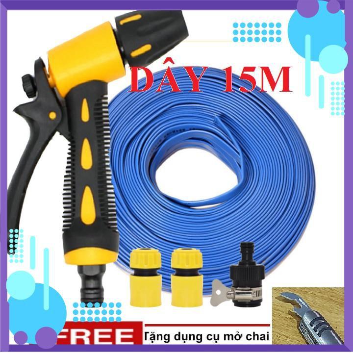 Vòi Xịt Nước️ Bộ dây vòi xịt nước rửa xe, tưới cây , tăng áp 3 lần, loại 15m 206319 cút sập, + mở chai