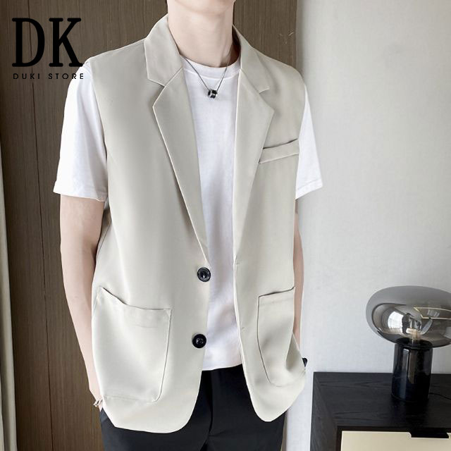 Áo vest nam, áo blazer nam 2 cúc Hàn Quốc màu kem thanh lịch LZB0056