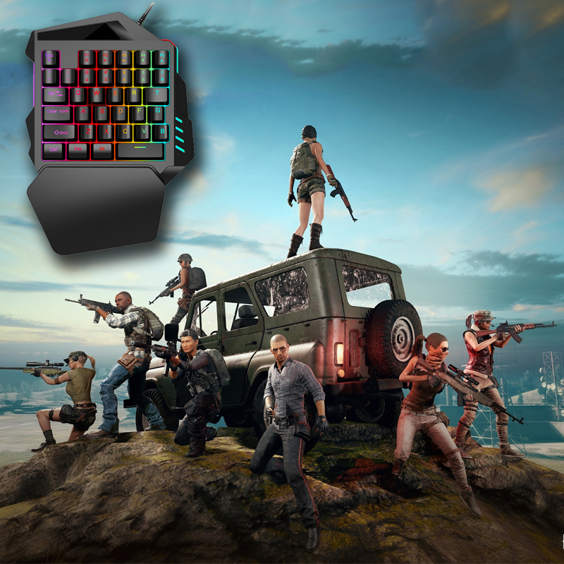 Combo Bộ Bàn Phím 1 Tay Free Wolf K1 chơi game Pubg Mobile,Rules of Survival,Free Fire trên điện thoại, máy tính bảng + Tặng tai nghe chụp tai chuyên game dành cho game thủ cao cấp