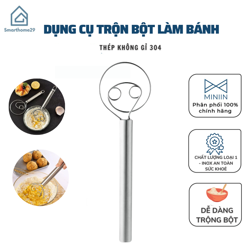 Hình ảnh Dụng Cụ Trộn Bột Làm Bánh Bằng Thép Không Gỉ 304 Đa Năng - HÀNG CHÍNH HÃNG MINIIN