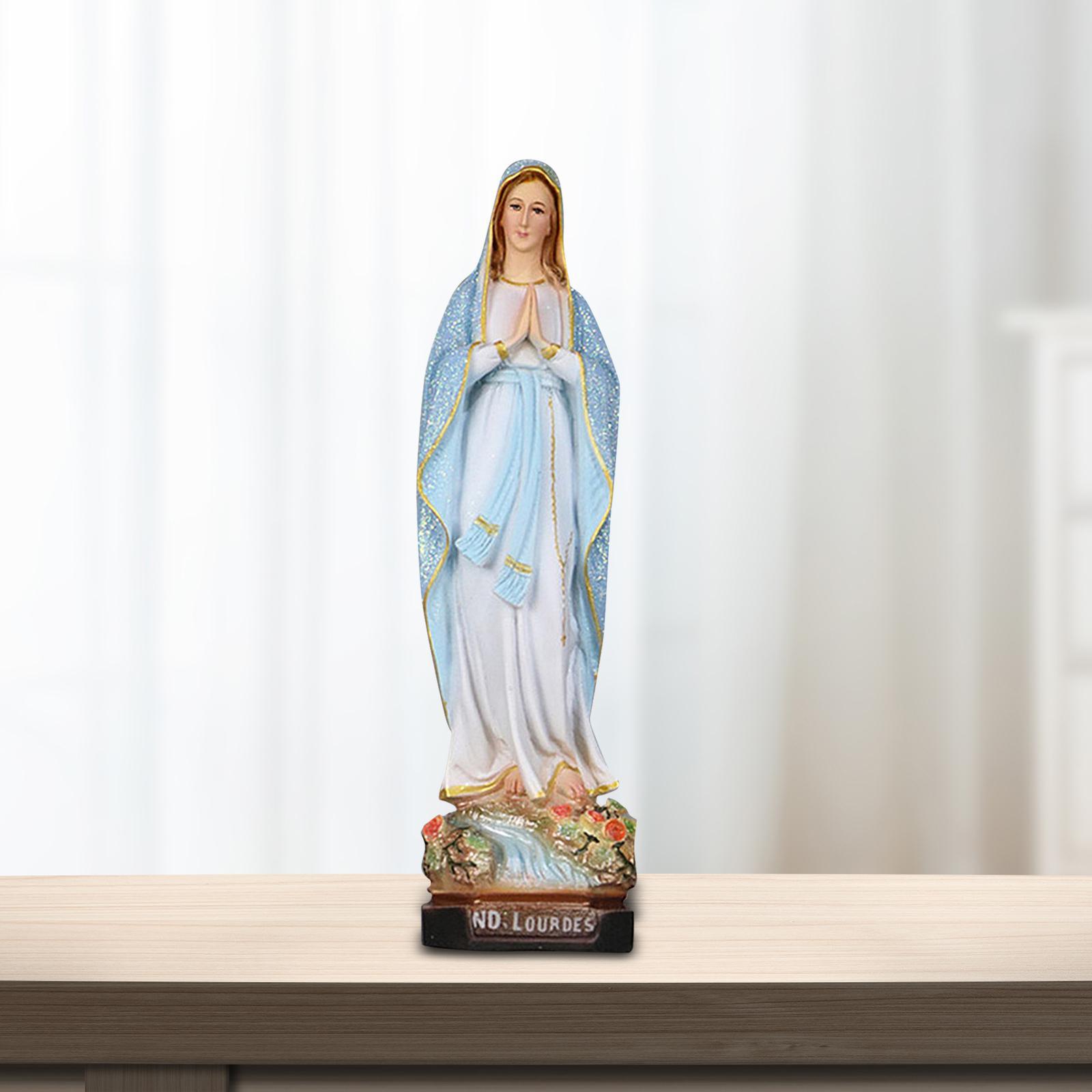 Mother Mary Figurine on Base Holy Statue for Bedroom