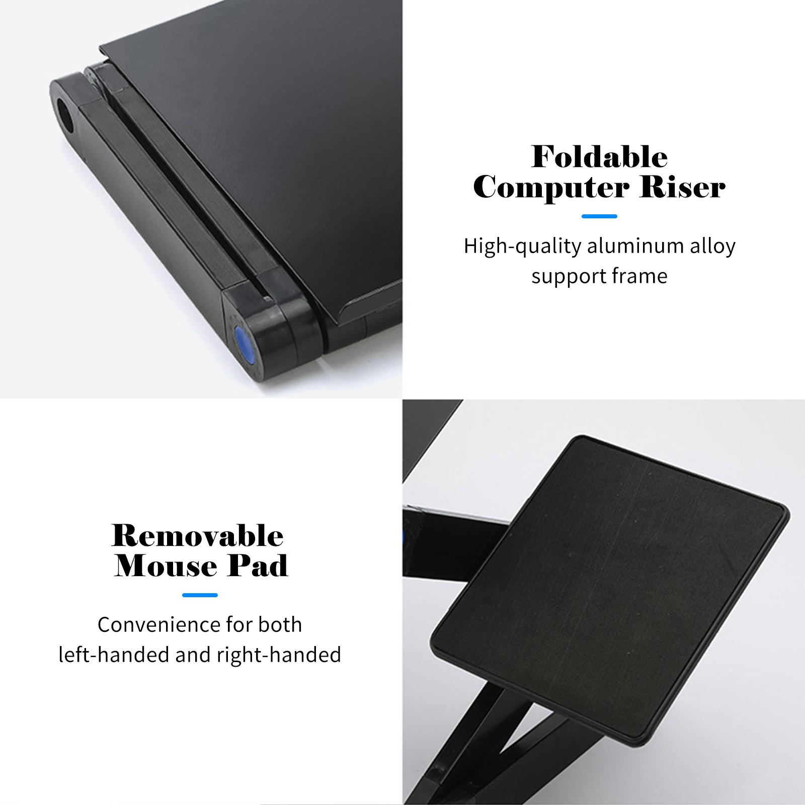 Adjustable Laptop Stand with Cooling Fans Removable Mouse Pad Portable Notebook Stand Foldable Computer Riser
