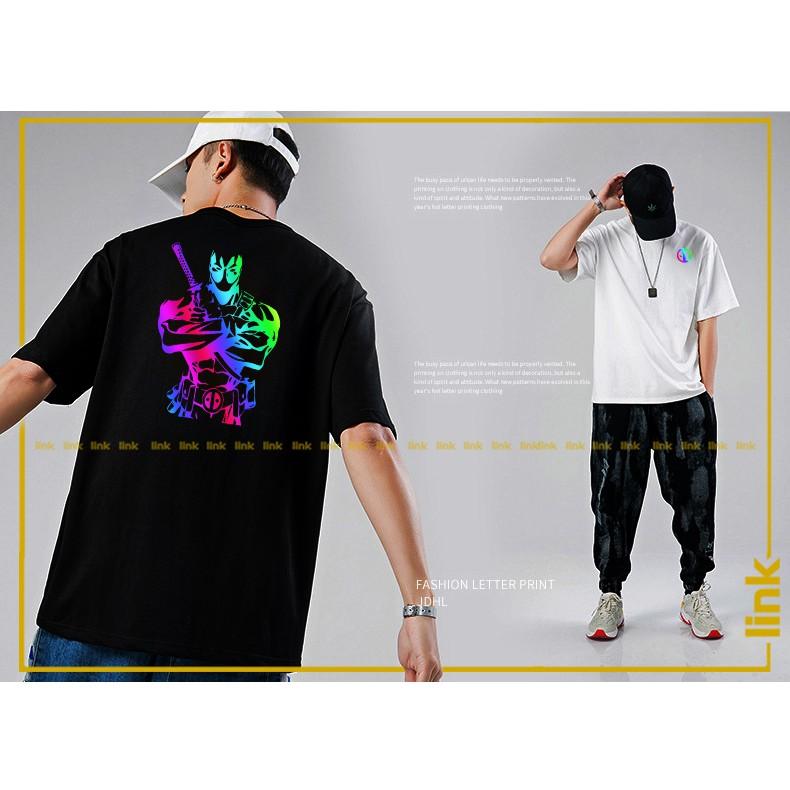 Áo thun phản quang đa sắc hình DEADPOOL siêu ngầu unisex tay lỡ