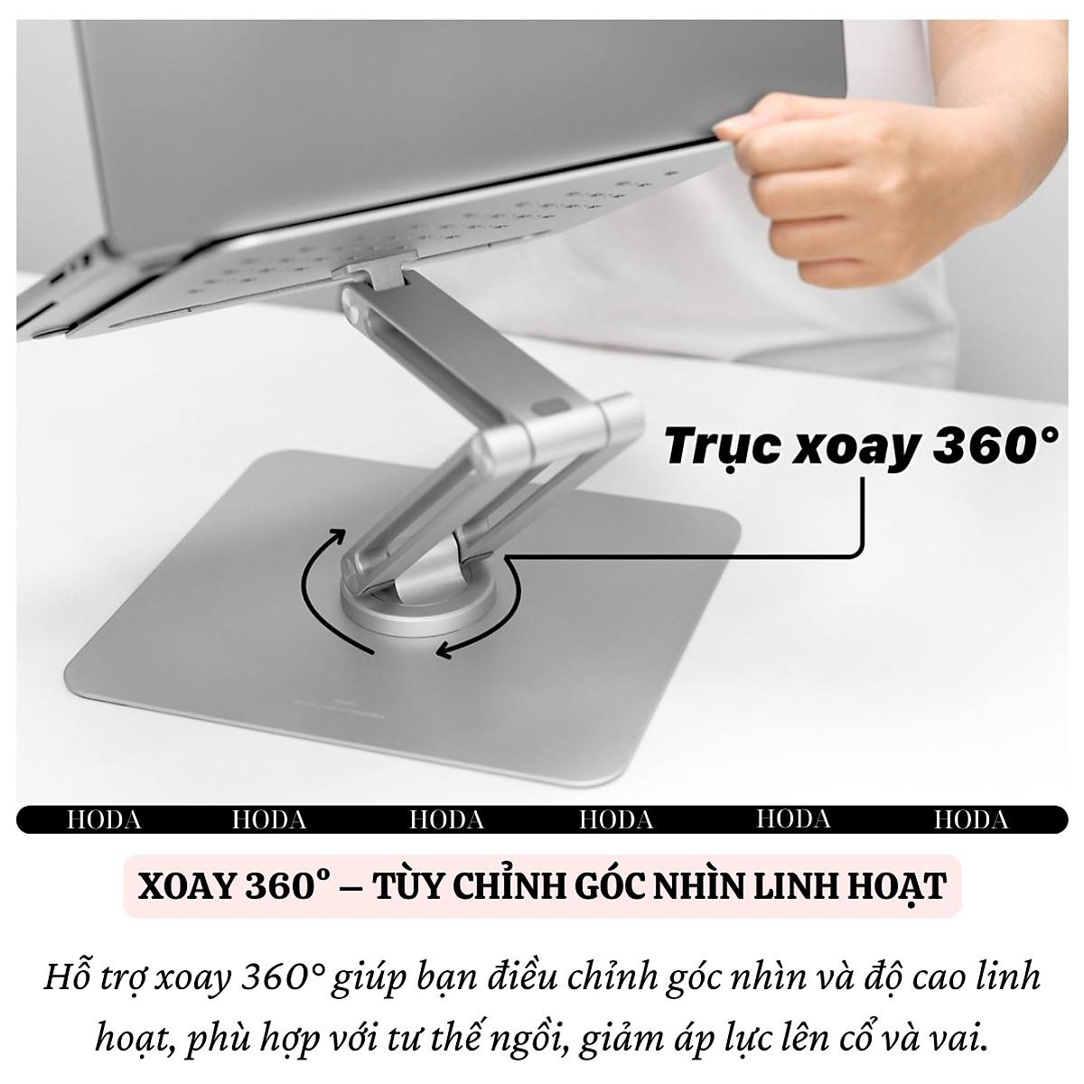Giá đỡ nhôm nguyên khối tản nhiệt Xoay 360 độ hiệu WIWU S801 cho Laptop / Macbook / iPad từ 10 -17inch, Gấp gọn tiện lợi - hàng chính hãng