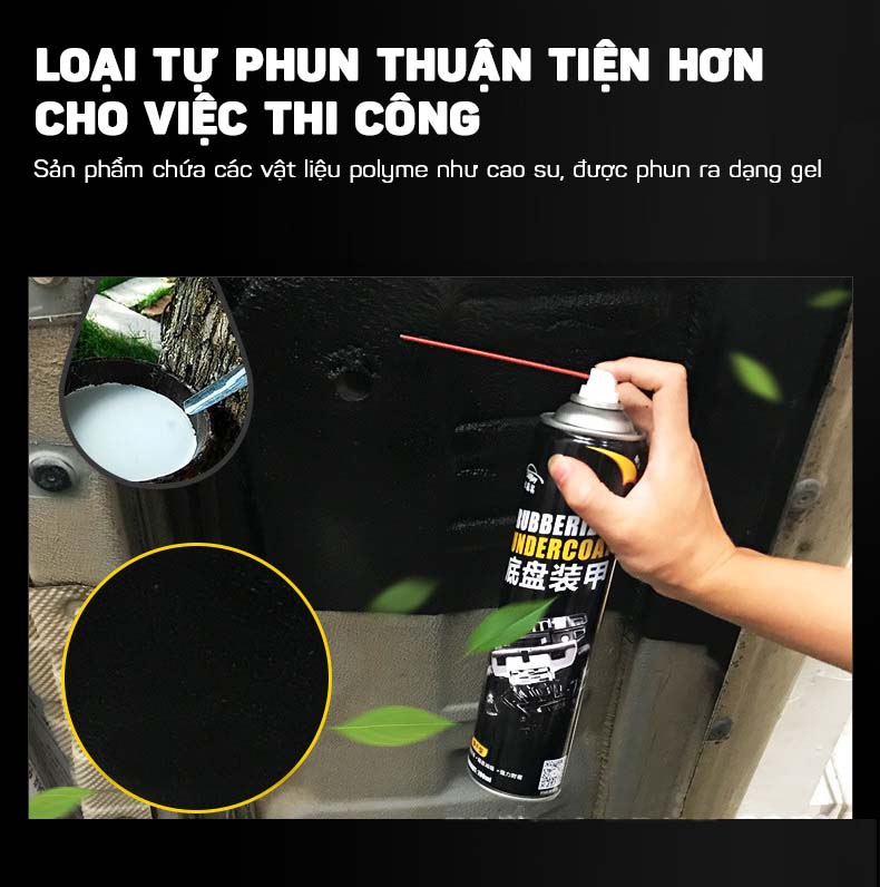 Dung Dịch Xịt Sơn Phủ Gầm Ô tô Chống Ồn, Chống Rỉ Sét, Mọt Khung Xe, Tăng Độ Cách Âm Ô 700ML