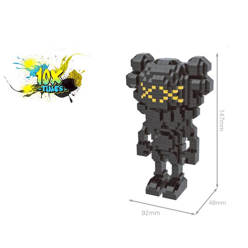 Đồ chơi lắp ráp (size 16cm) lego 3D đồ chơi giáo dục lắp ráp mô hình nhân vật Kaws bearbick dễ thương, quà tặng sinh nhật bạn trai gái