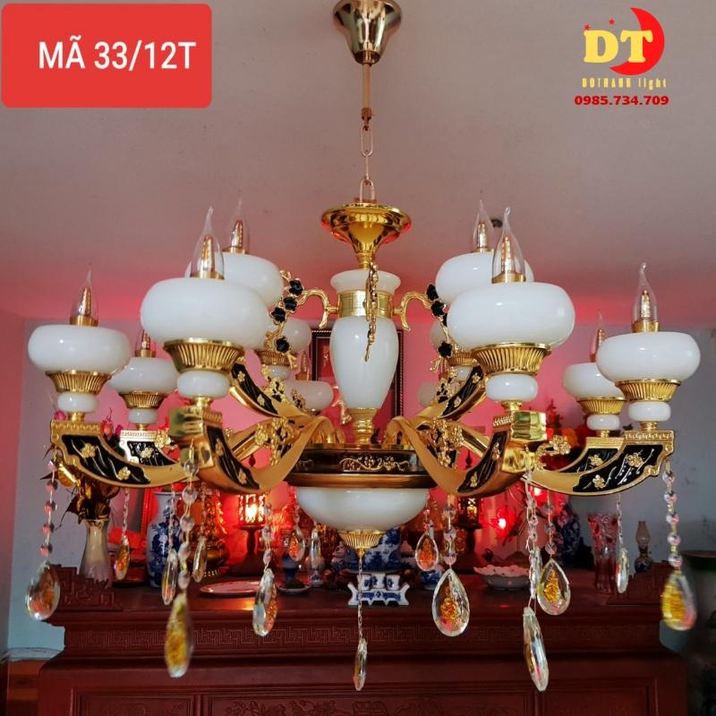 Đèn chùm đá DOTHANH LIGHT 33, 12 tay cao cấp phong cách cổ điển DCN