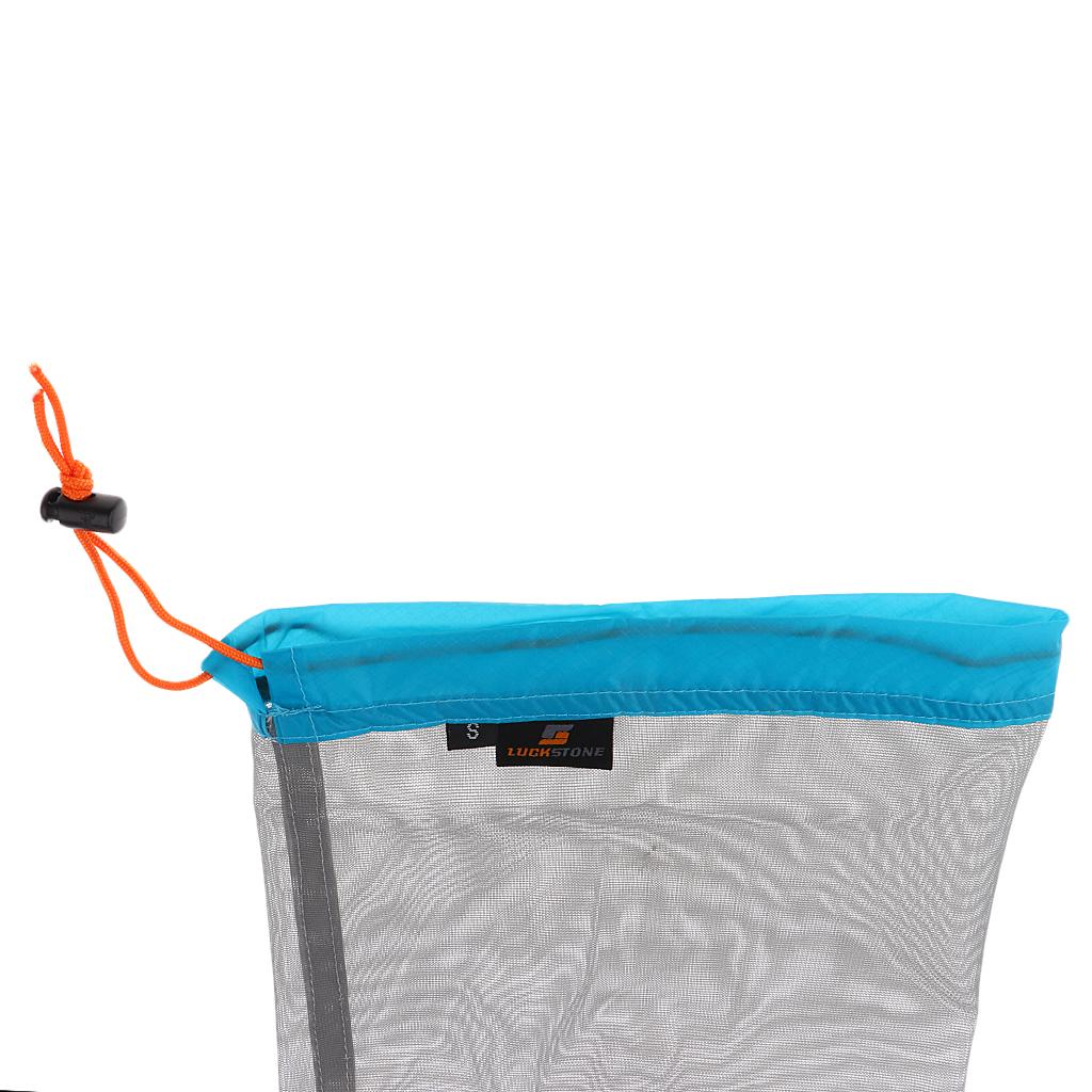 2pcs S Drawstring Mesh Stuff Sack Shoes Clothes Bag - Hiking Camping Travel