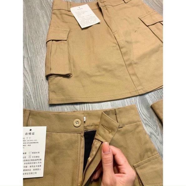 Mẫu mới hot 2023 Chân Váy KaKi Chữ A Túi Hộp Phong Cách Hàn Quốc Có Quần Trong Lên From Xinh