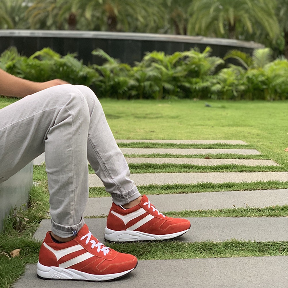 GIÀY TĂNG CHIỀU CAO GIÀY CAO DÀNH CHO NAM GIỚI T&TRA T20 DA LỘN ĐỎ - CAO 8CM GIÀY ĐỘN NAM CAO VƯỢT TRỘI