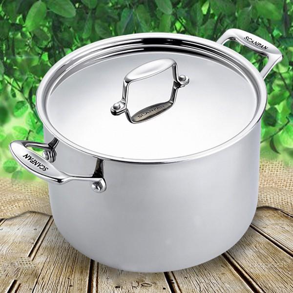 (Ảnh thật) Nồi luộc gà inox cao cấp Scanpan Fusion 24cm-7.6L 74502400, đúc liền thân đáy 5 lớp, dùng bếp từ, máy rửa bát