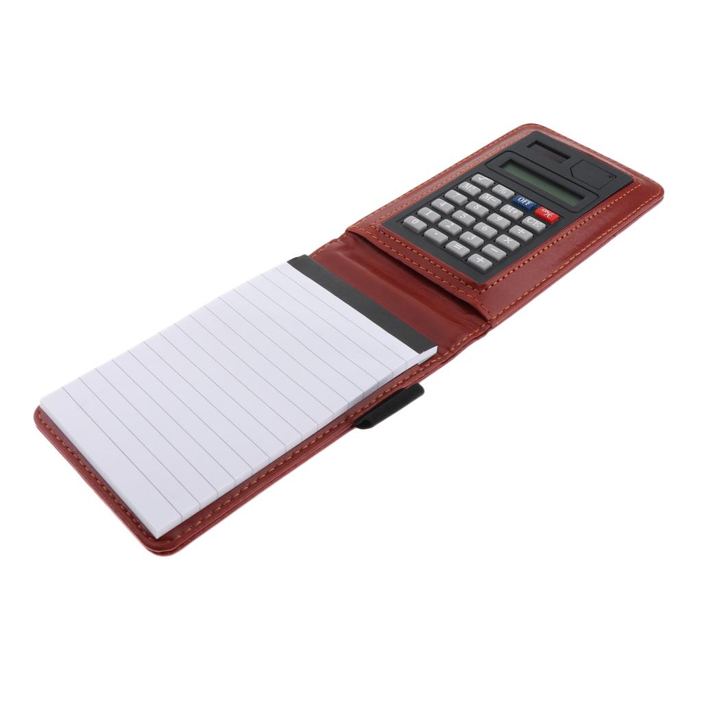 Faux Leather Waterproof Top Hardcover Notes Book with Calculator Black