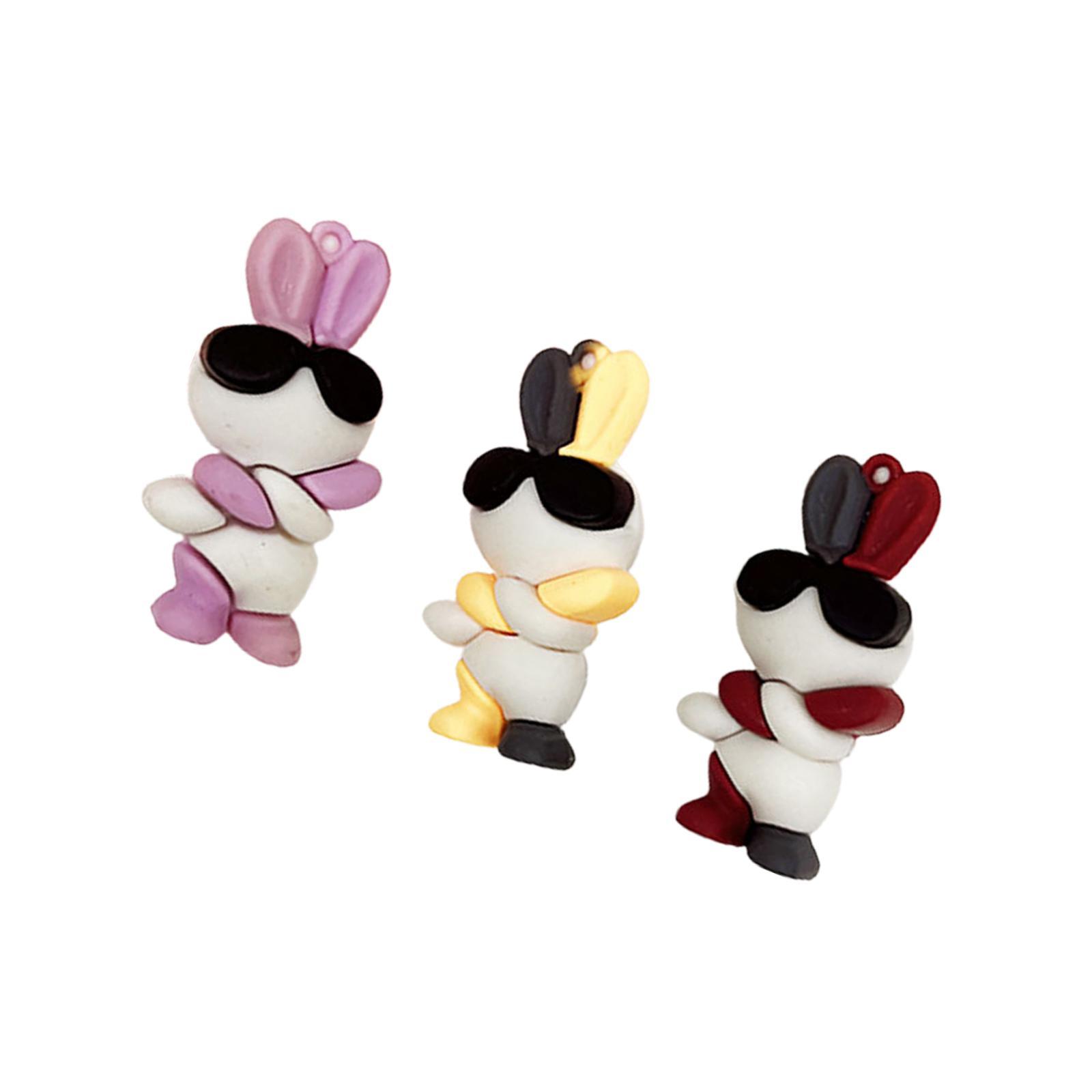 3x Rabbit Doll Key Chain Pendant Kids Adults Gifts Wear Glasses Rabbit Keychain for Purse