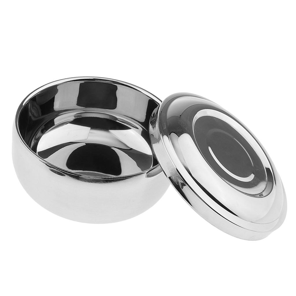 Dustproof Stainless Steel Men's Shaving Brush Mug Bowl Beard Shave Cup With Mirror Lid