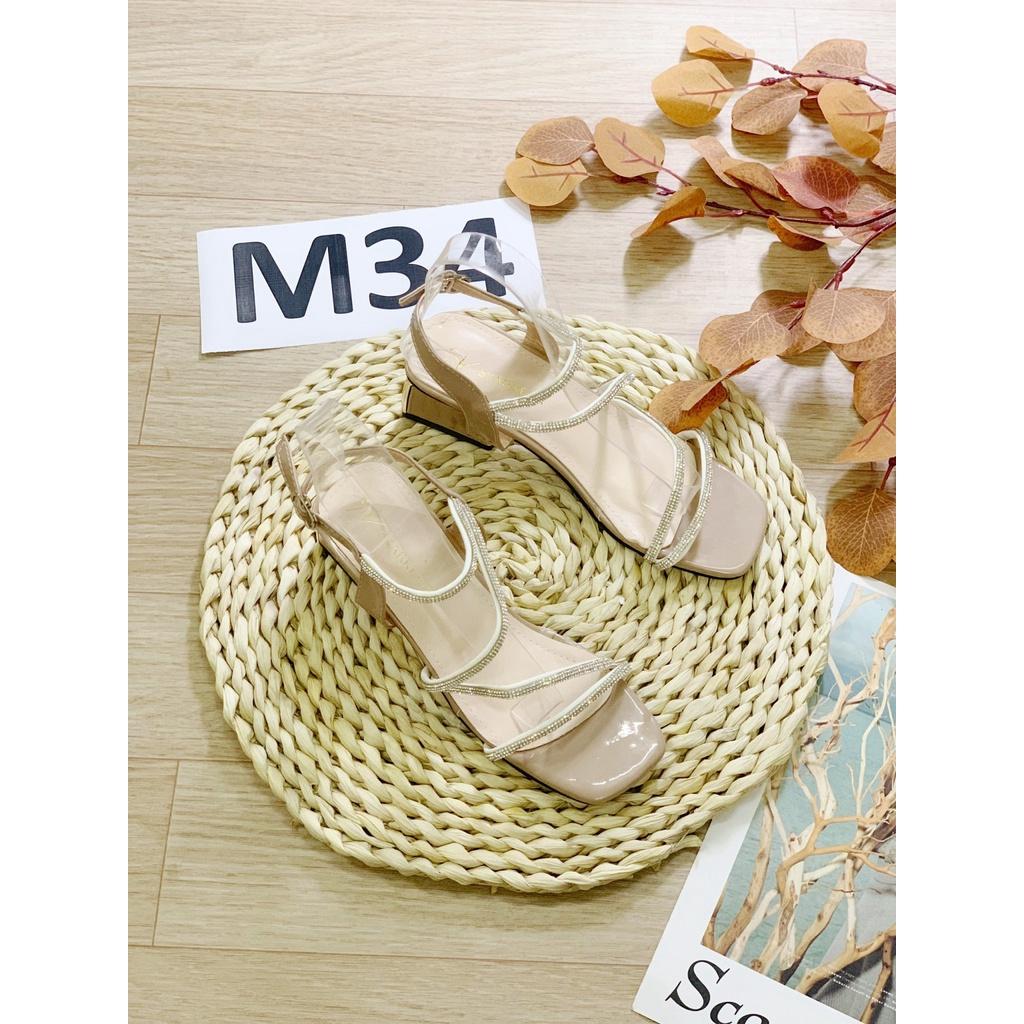 Sandal nữ quai dây đá gót 5 phân (mã M34 - hàng VNXK