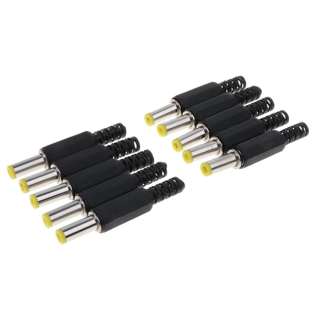 10Pieces DC5525 Power Plug Male 5.5mm*2.5mm Connector Adapter Black