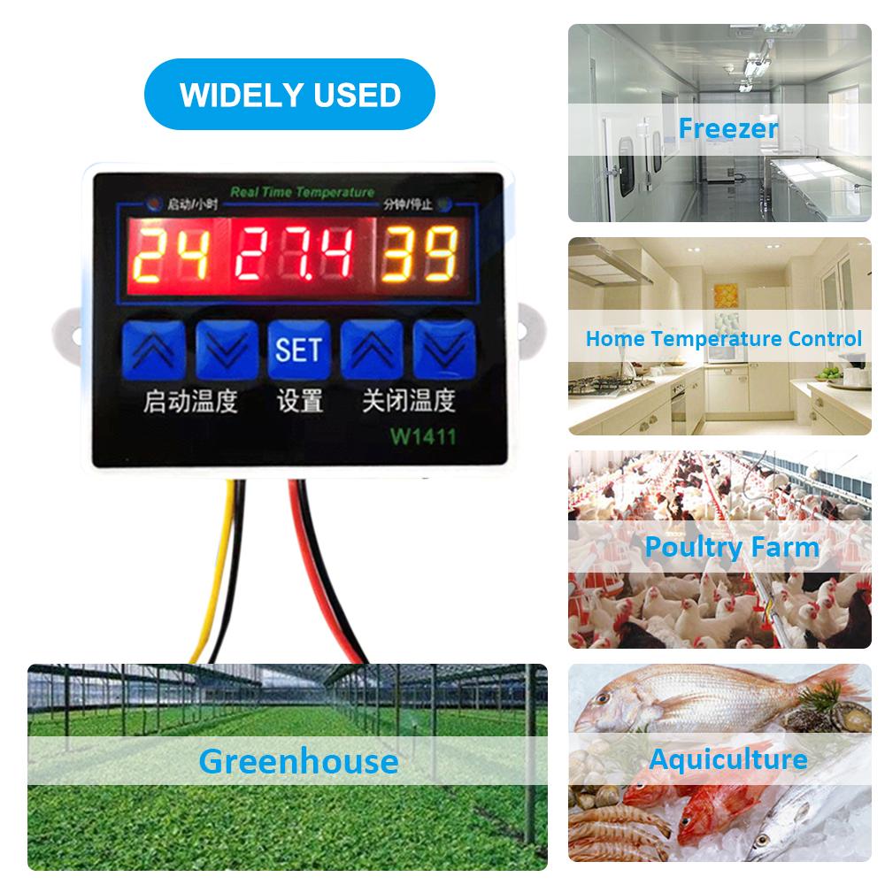 W1411 Intelligent Digital Temperature Controller NTC Sensor Temp Control Thermostat  for Freezer Fridge Hatching