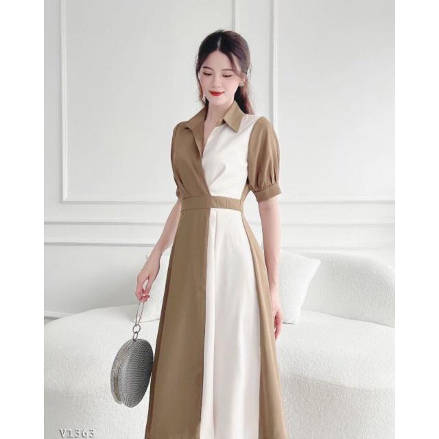 ĐẦM XÒE PHỐI MÀU TAY PHỒNG