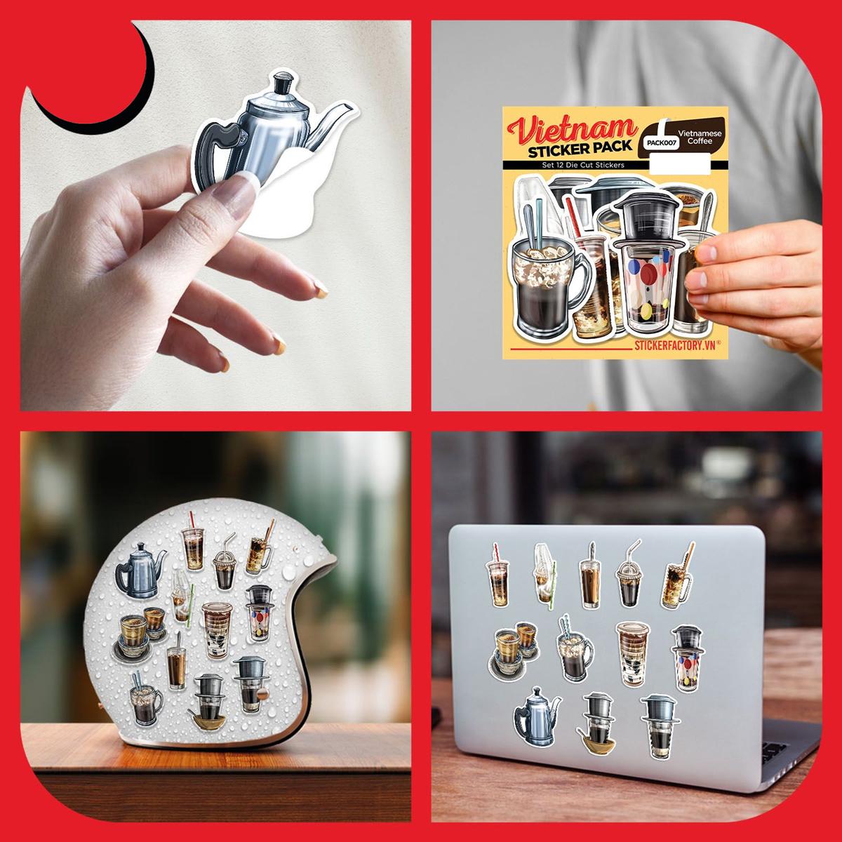 Bộ 12 Hình Dán Vietnamese Coffee - Die Cut Sticker Pack - Stickerfactory PACK007