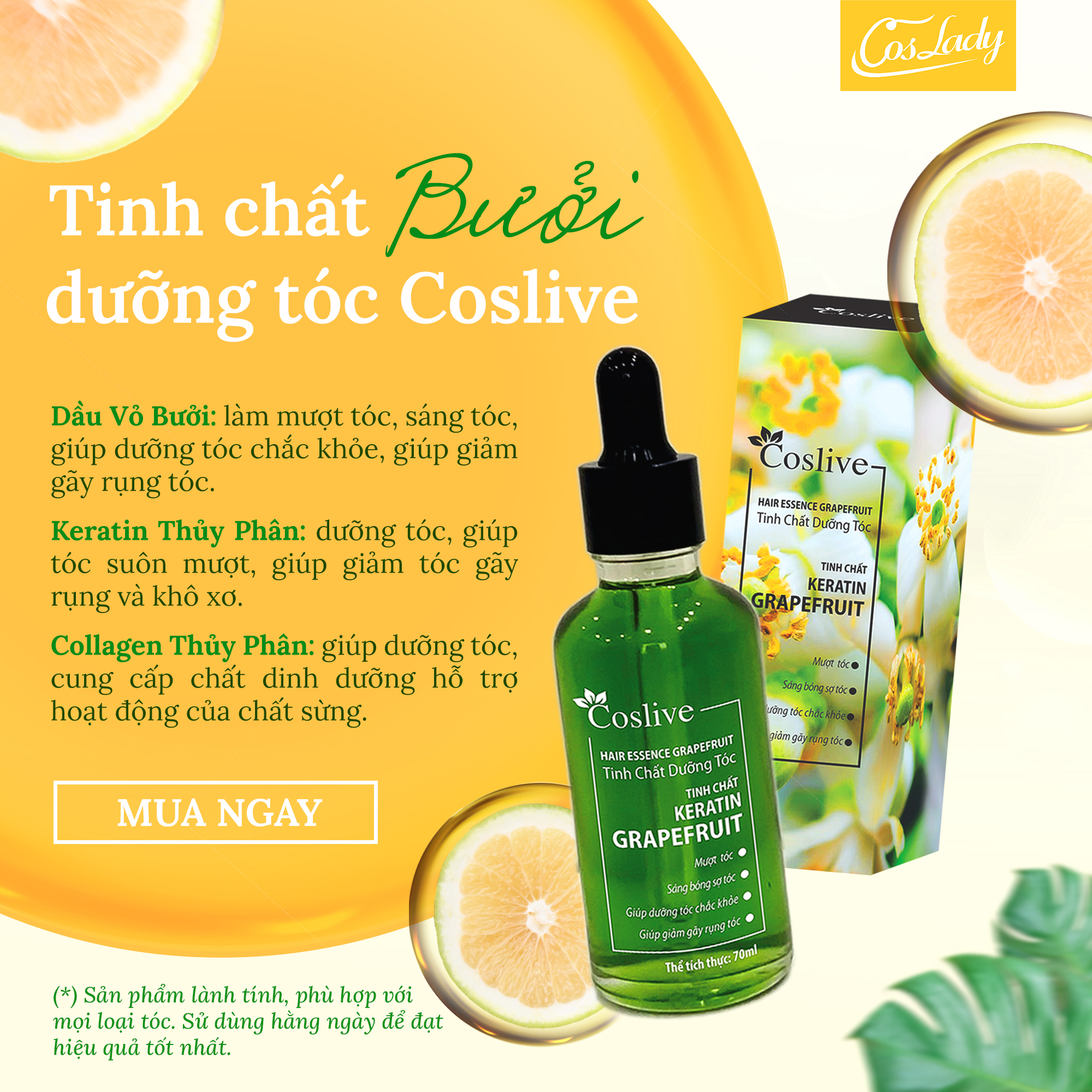 Tinh Chất Dưỡng Tóc Bưởi Coslive 70ml