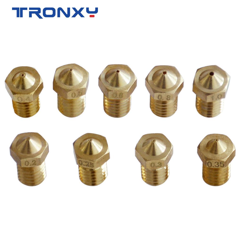 TRONXY E3DV6 Đầu Phun Cho 3D Máy In Phần 1 V5 V6 Đầu Phun 0.4Mm 0.6Mm 0.8Mm Một Phần Dây Tóc Đồng m6 Ren Đồng Vòi Phun