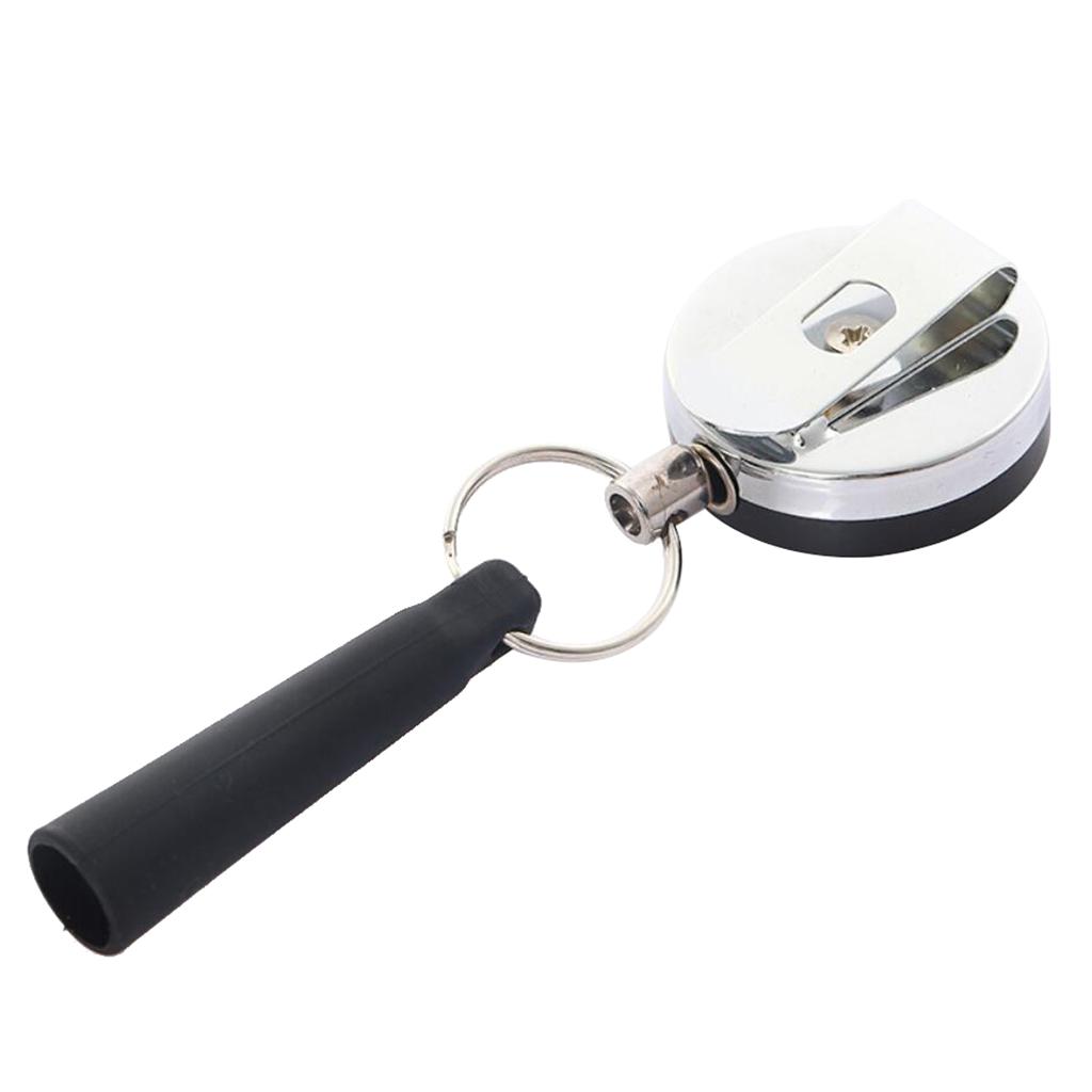 2xRetractable Anti-Theft Wire Rope Pen Holder Key Ring Reel Buckle with Clip