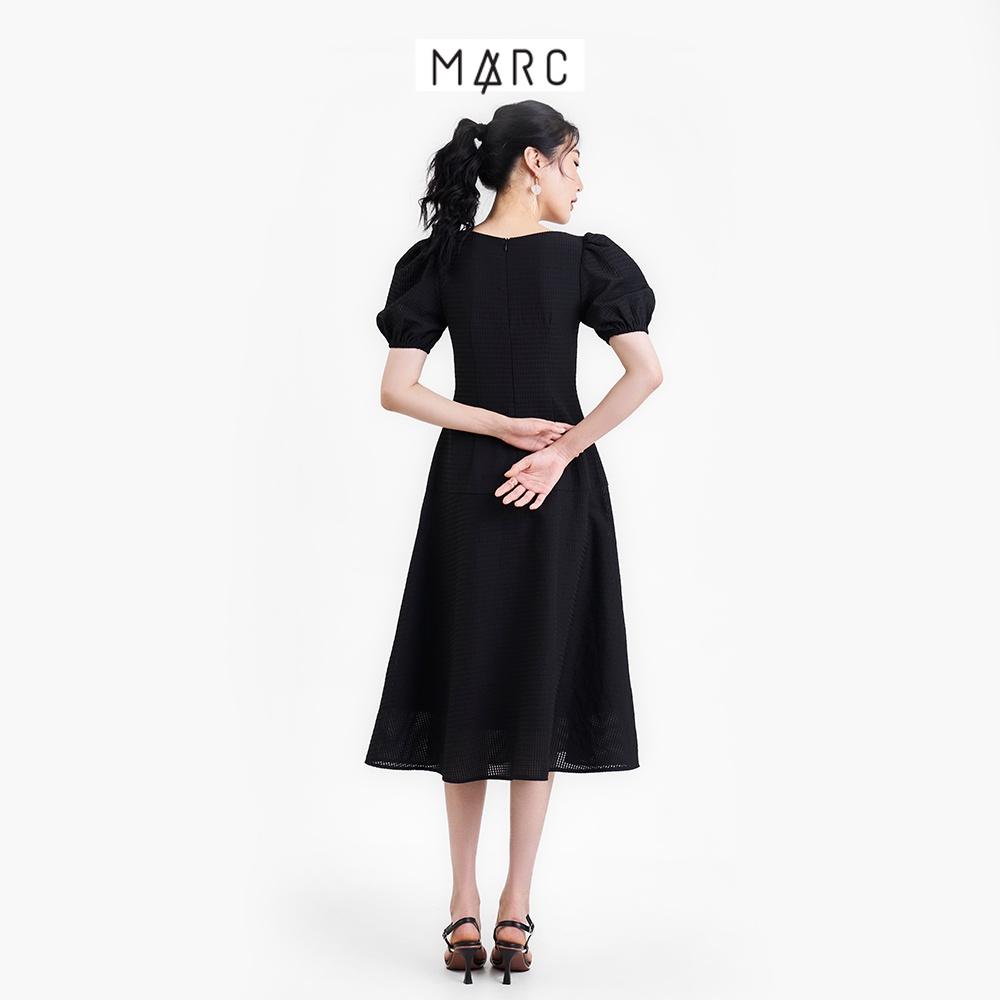 Đầm nữ MARC FASHION midi form A cổ thuyền tay phồng nhún thun TRNH093122