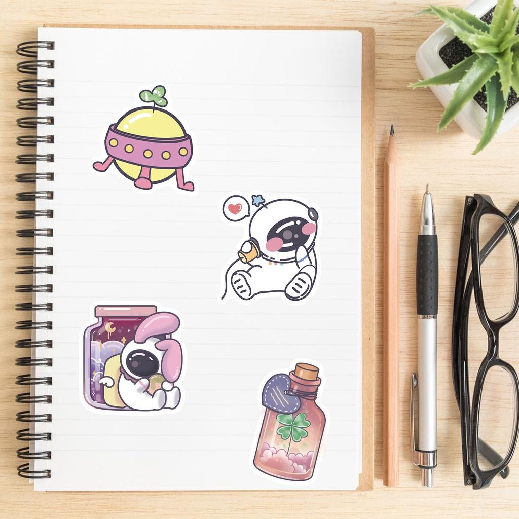 Bộ 50 Miếng Dán Hình Phi Hành Gia Hoạt Hình Dùng Trang Trí Sổ Tay Độc Đáo