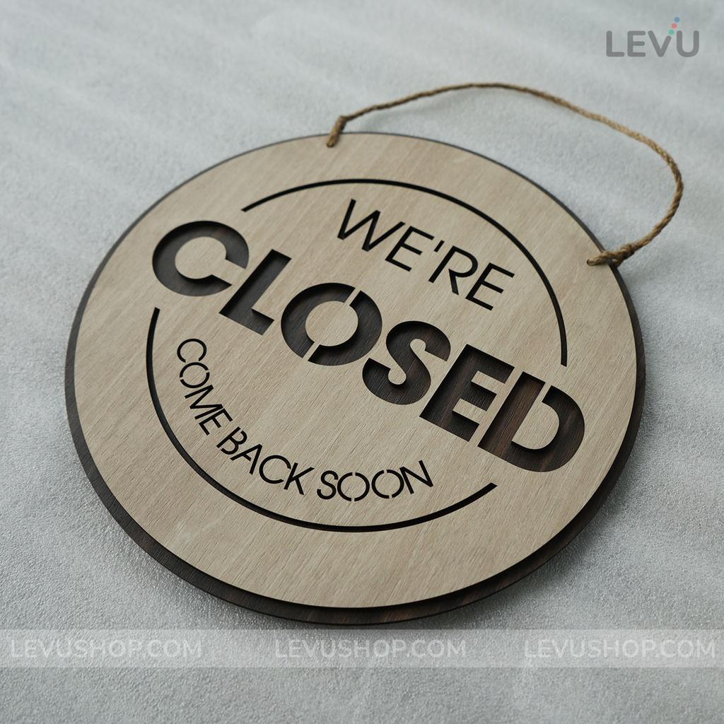 Bảng gỗ treo cửa hàng Open Closed trang trí quán 2 mặt có dây treo BG17