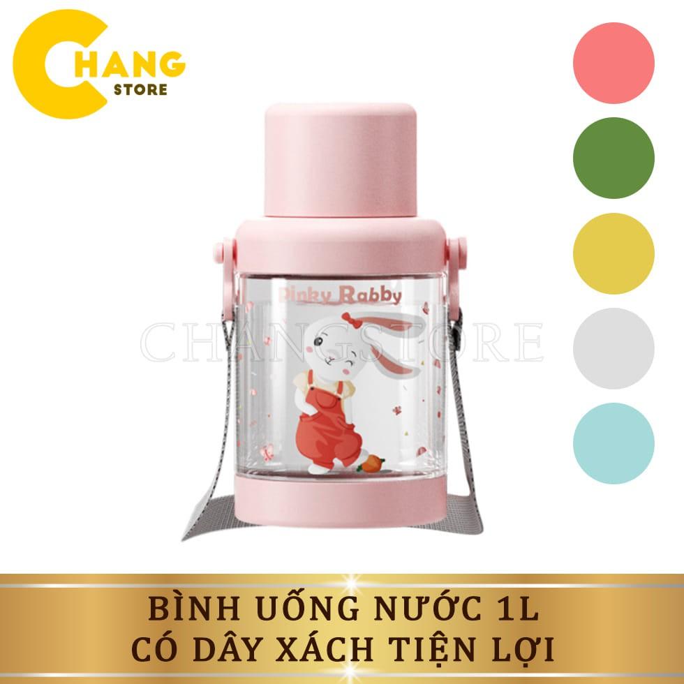 Bình Nước 1 Lít, Bình Uống Nước Sports Cup Phong Cách Thể Thao Có Ống Hút Và Dây Đeo Tiện Lợi