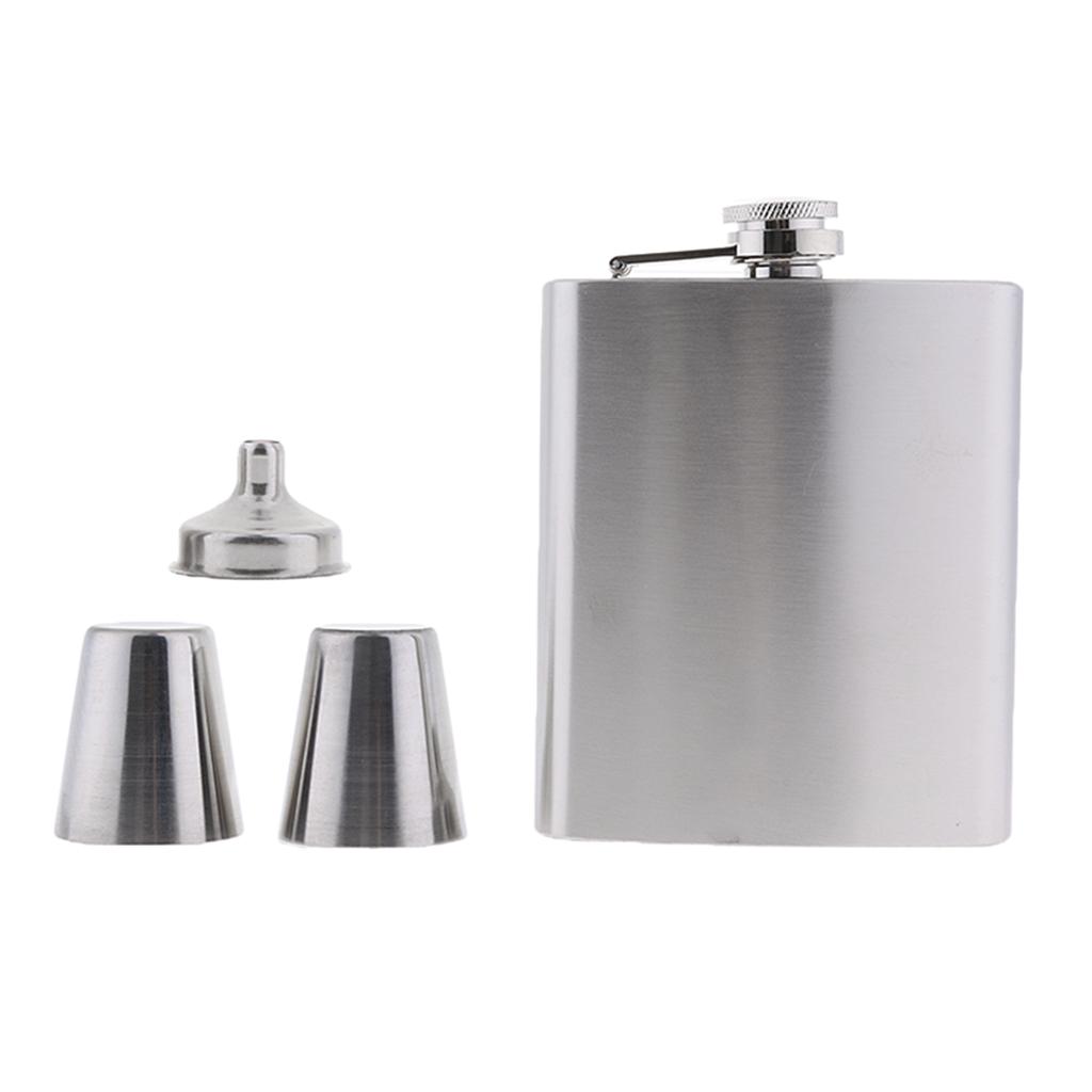 Hip Flask Stainless Steel Pocket Whiskey Engrave Funnel Drink Cup Spirit Set