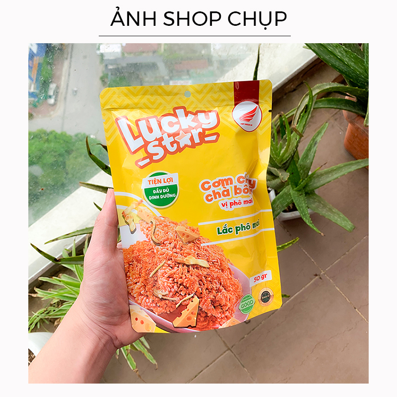 Cơm cháy chà bông vị phô mai đồ ăn vặt dinh dưỡng Lucky Star gói 50g thơm ngon đậm vị, cơm cháy Việt Nam đảm bảo ATTP