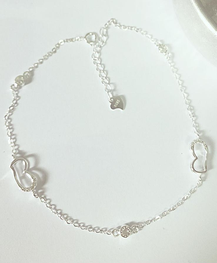 Lắc chân nữ trang sức bạc Ý S925 Bạc Xinh - Trái tim yêu thương RYBJ50041