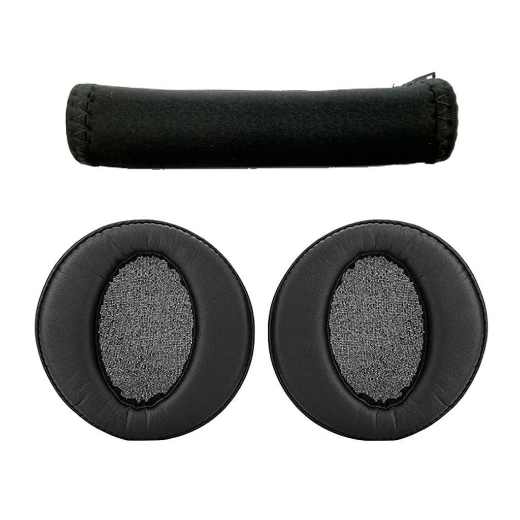 Headphone Sponge Headgear Cover Set For MDR-XB950 XB950BT Black + Black