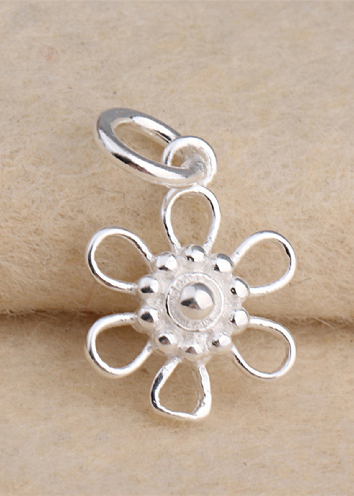 Combo 5 cái charm bạc hình hoa sáu cánh mặt treo - Ngọc Quý Gemstones